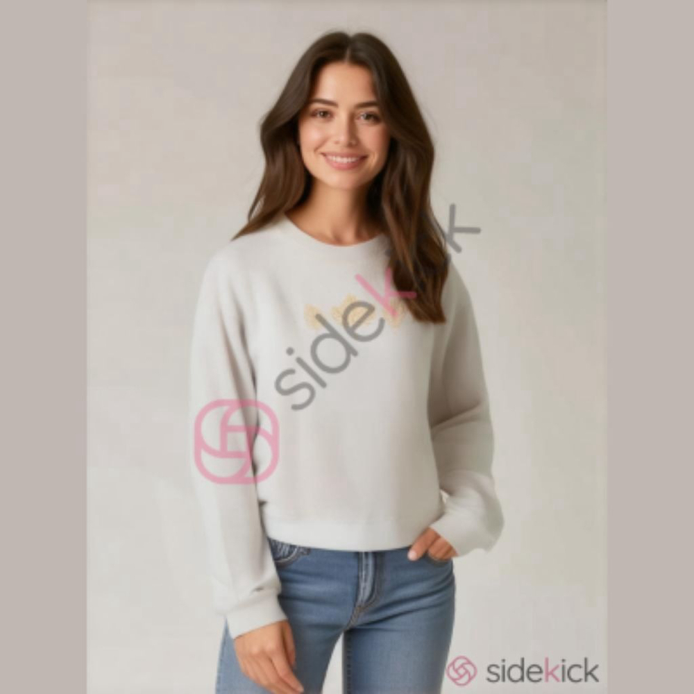 Pleasant Shade Embroidered Leaf Sweatshirt Large